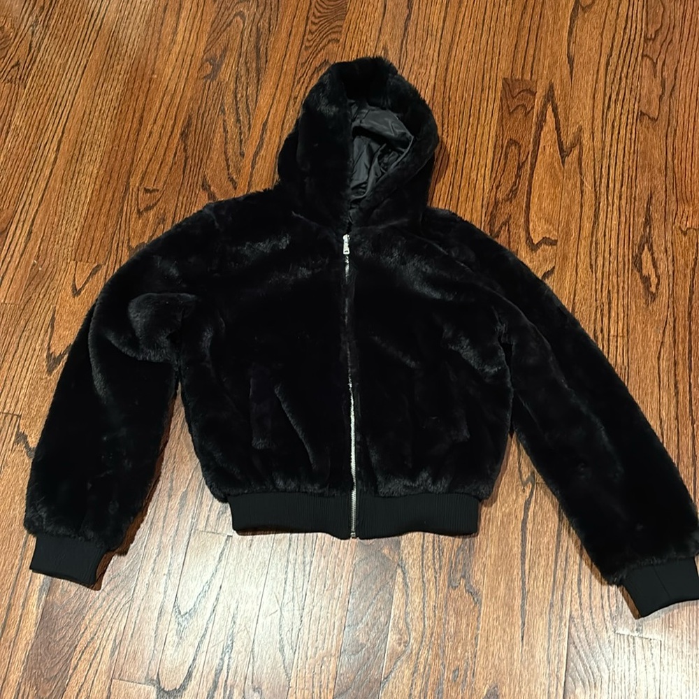 Black faux fur jacket